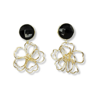 Aria V Black Daisy Earrings