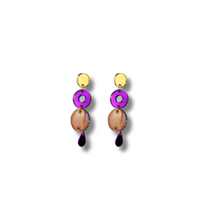 Messy Brunette Double O Drop Earrings  Mauve
