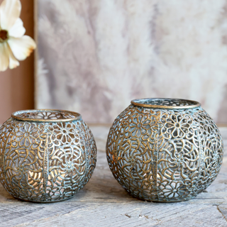 Wire Tealight Holder with Pattern Antique Brass