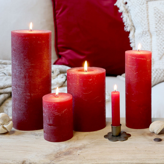 Macon Pillar Candle Rustic Dark Red 90 h