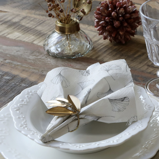 Napkin with leaves French Grey
