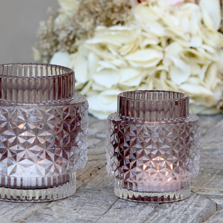 Tealight Holder with Pattern Pink