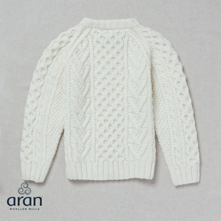 Aran Children's Honeycomb Sweater White - Medium