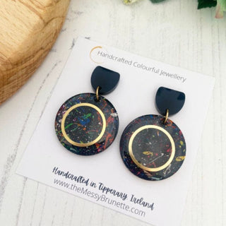 The Messy Brunette | Black Splatter Earrings