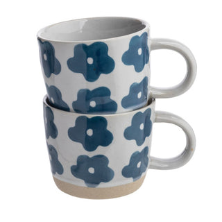 Rustic Cup Blue Flowers