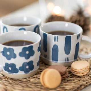 Rustic Cup Blue Flowers