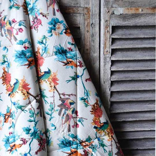 Turquoise Humming Bird Double Quilted Throw