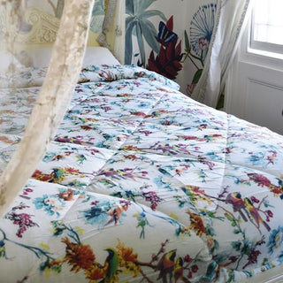 Turquoise Humming Bird Double Quilted Throw