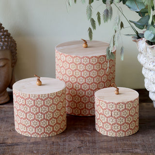Amilly Box in Bamboo Coral Blush and Cream
