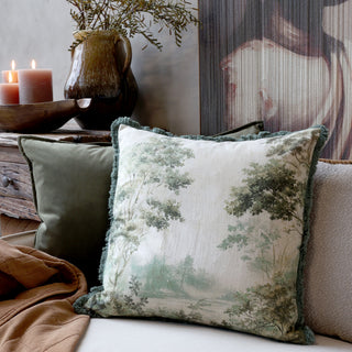 Aix Pillowcase with Fringes and Forest Print