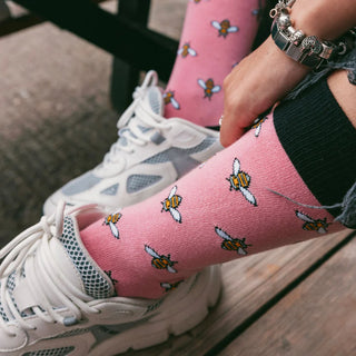 Swole Panda Women's Bamboo Socks Pink Bumblebee