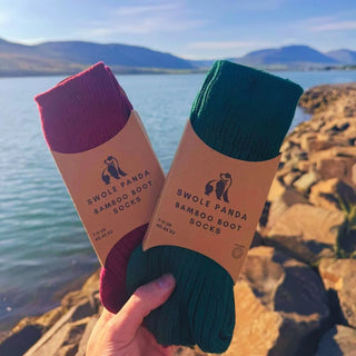 Swole Panda Boot Bamboo Socks Red