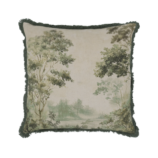 Aix Pillowcase with Fringes and Forest Print