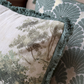 Aix Pillowcase with Fringes and Forest Print