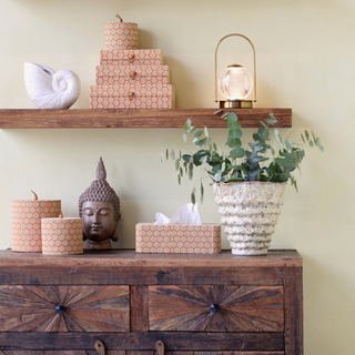 Amilly Box in Bamboo Coral Blush and Cream
