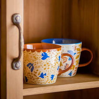 Anniversary Mug with Birds Orange