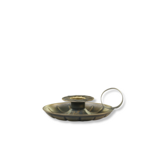 Antique Brass Chamberstick with Grooves
