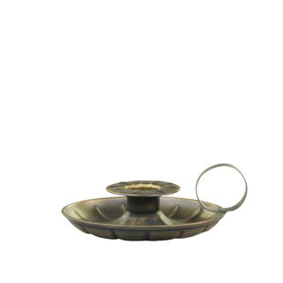 Antique Brass Chamberstick with Grooves