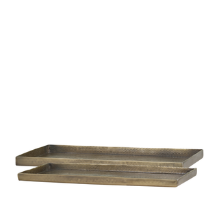 Trays Set of 2 Antique Brass