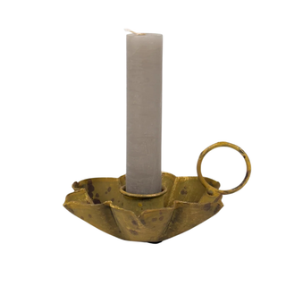 Antiqued Gold Flower Candle Holder