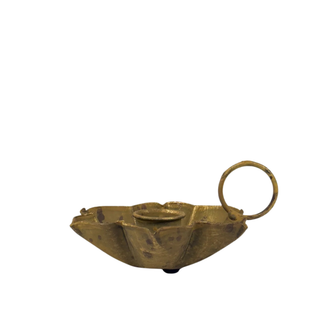 Antiqued Gold Flower Candle Holder