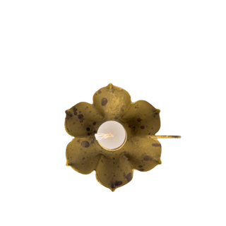Antiqued Gold Flower Candle Holder