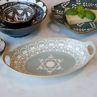 Oval Ramekin with Handle French Grey