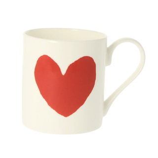 Big Heart Red China Mug 350ml Bone