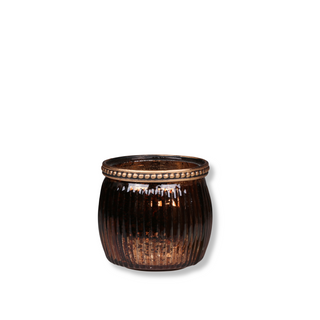 Tealight Holder with Pearl Edge Antique Mocca Sml
