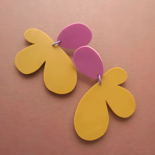 Studio Canty Bloom Mustard & Raspberry Earrings