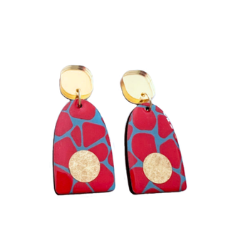 The Messy Brunette Blue/Red SafariPrint Earings