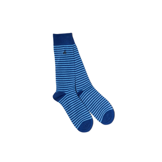 Swole Panda Sky Blue Narrow Stripe Bamboo Sock