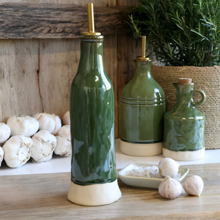 Bottle with Bottle Pourer Olive