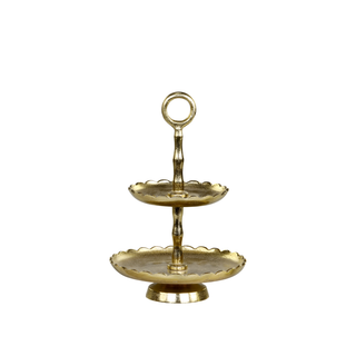 Brass Etagere Cake Stand with Lace Edge