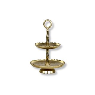 Brass Etagere Cake Stand with Lace Edge