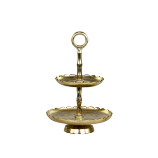 Brass Etagere Cake Stand with Lace Edge