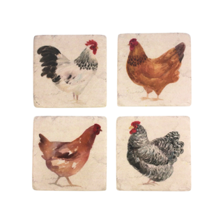 Chicken & Rooster Coaster 4pk