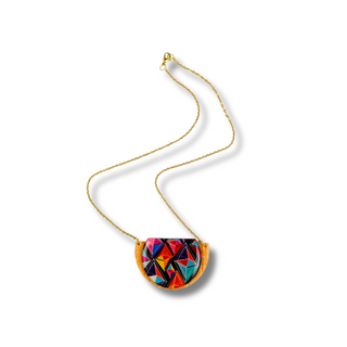 Messy Brunette Colourful Geometric Necklace