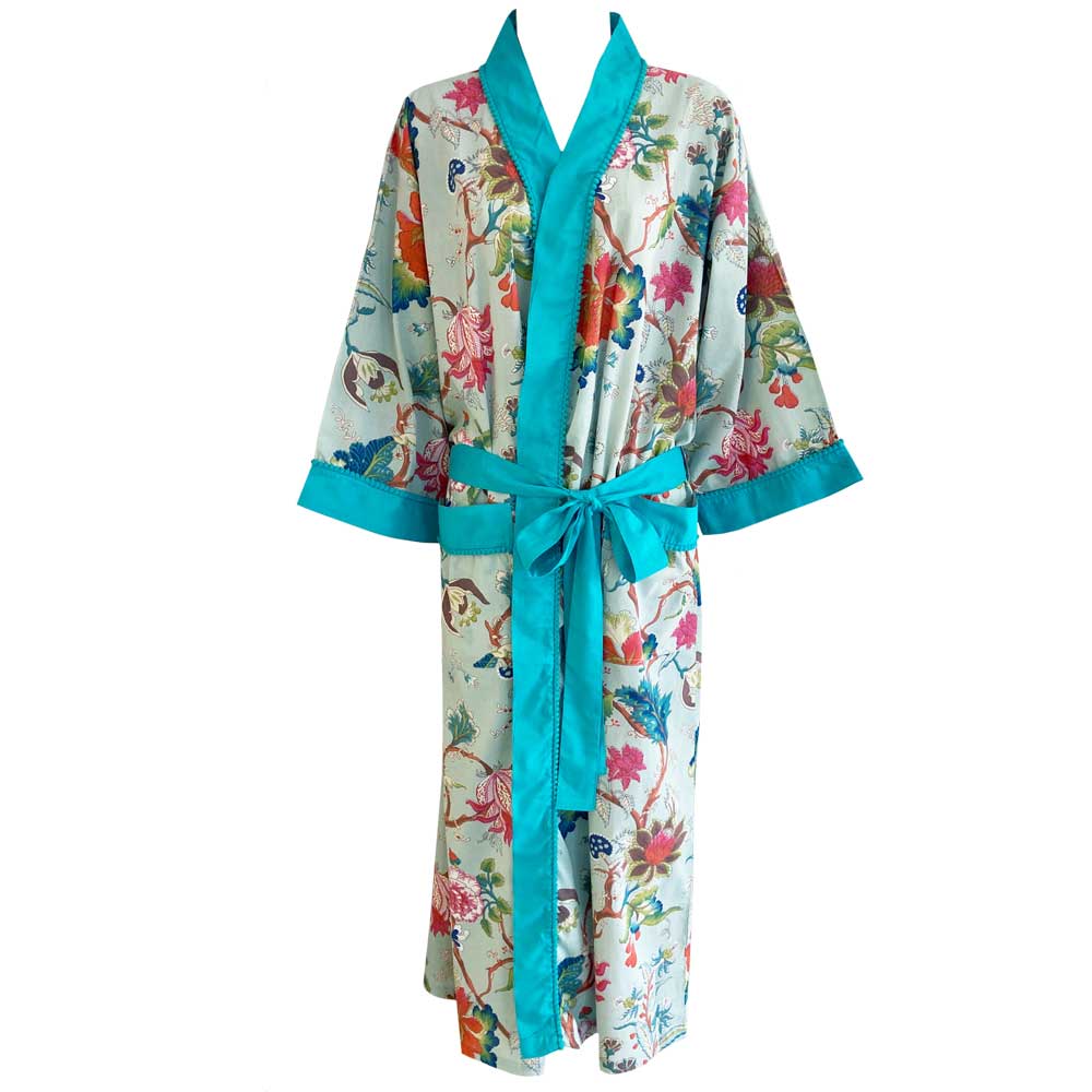 Blue Exotic Flower Dressing Gown