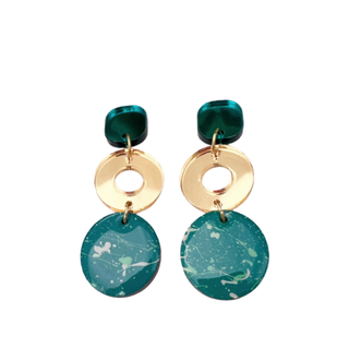 The Messy Brunette Double Cherry Circle Drop Green