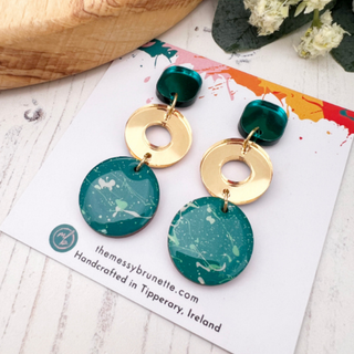 The Messy Brunette Double Cherry Circle Drop Green