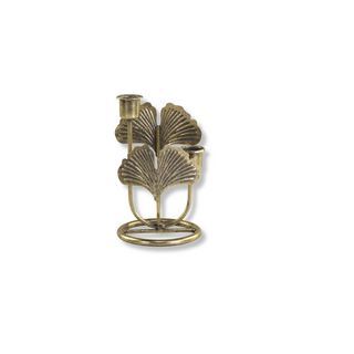 Candle Stick with Leaves in Antique Brass