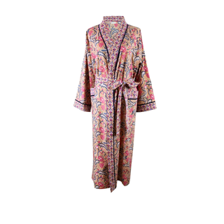 Powell Craft Dressing Gown Apricot Multi Printed