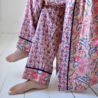Powell Craft Dressing Gown Apricot Multi Printed