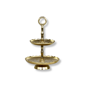 Brass Etagere Cake Stand with Lace Edge