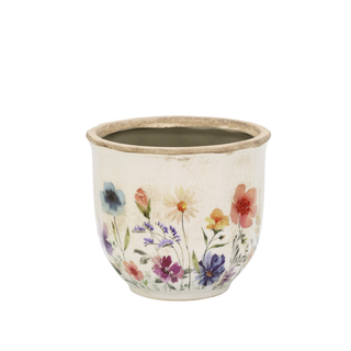 Fleurville Planter with Wild Flowers Motif