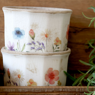 Fleurville Planter with Wild Flowers Motif