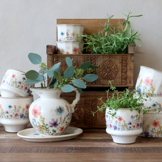 Fleurville Planter with Wild Flowers Motif
