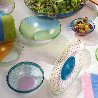 Floating Hues Glass Bowl Pink & Blue