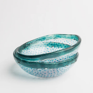 Floating Hues Glass Bowl Pink Green & Blue